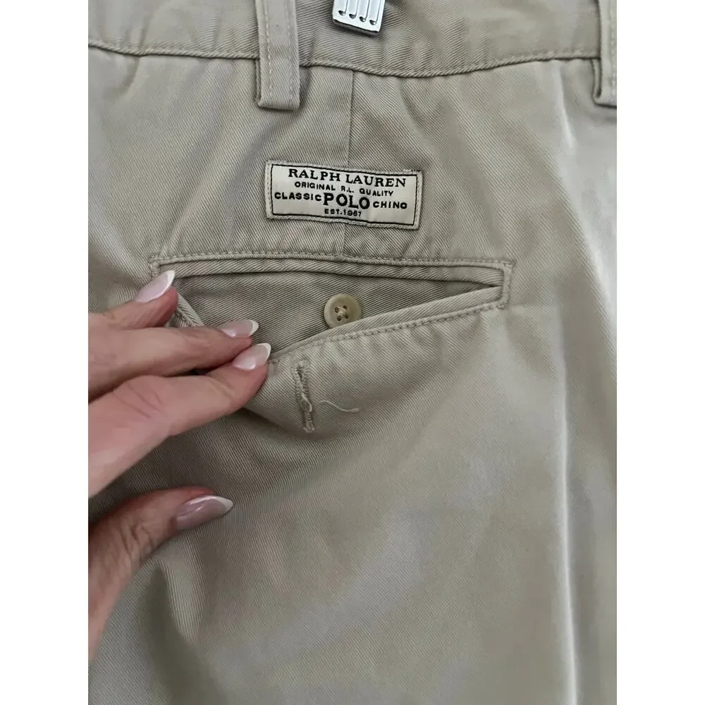 Polo Ralph Lauren Prospect Short Khaki Chino Flat Front Size 36 SG